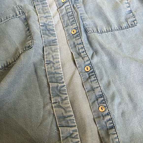 Dynamite Small Denim Button Up Shirt with Covered Buttons and Rolled Sleeves - Picture 6 of 6